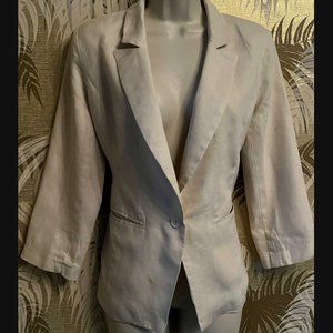 Love Tree Cream ~ Ivory LINEN Blazer Jacket ~ Ladies Sz Med 8 - 10